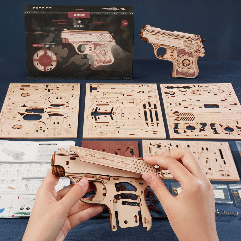 Mini Gun Wooden 3D Puzzle Toy Gun