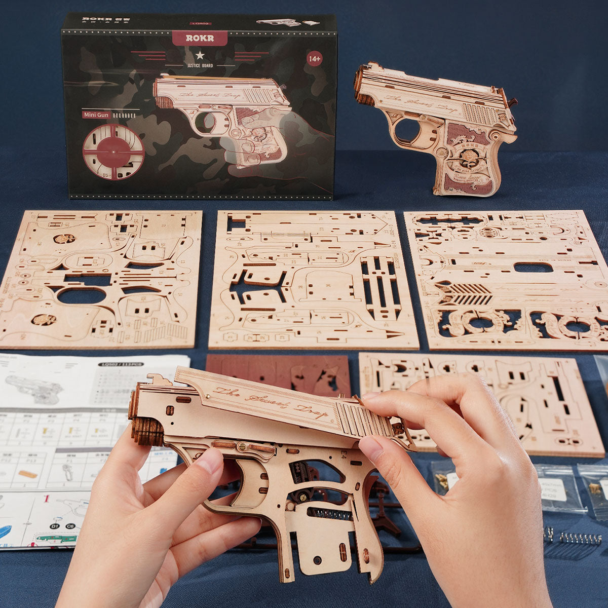 Mini Gun Wooden 3D Puzzle Toy Gun