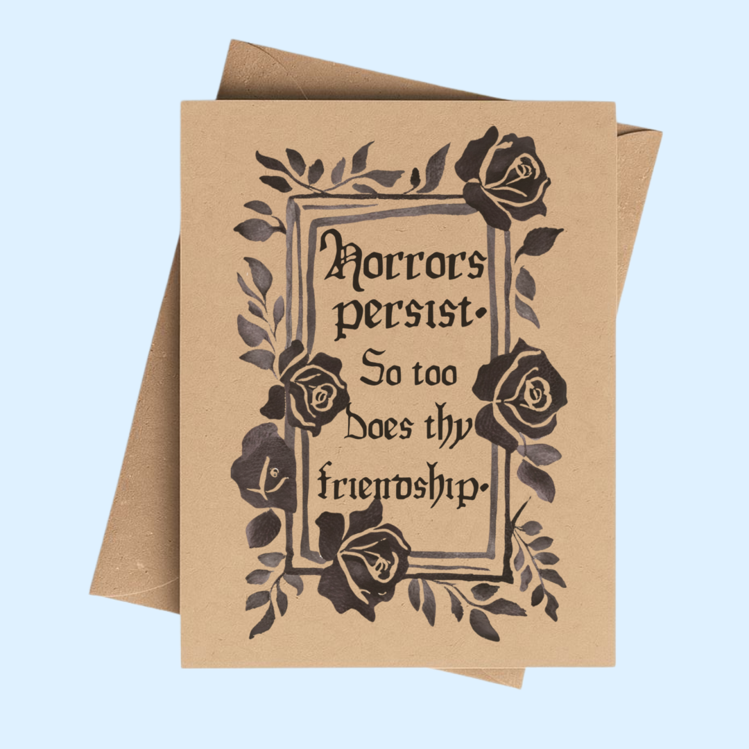 Black Rose Funny Fairytale Friendship Card on Kraft Paper