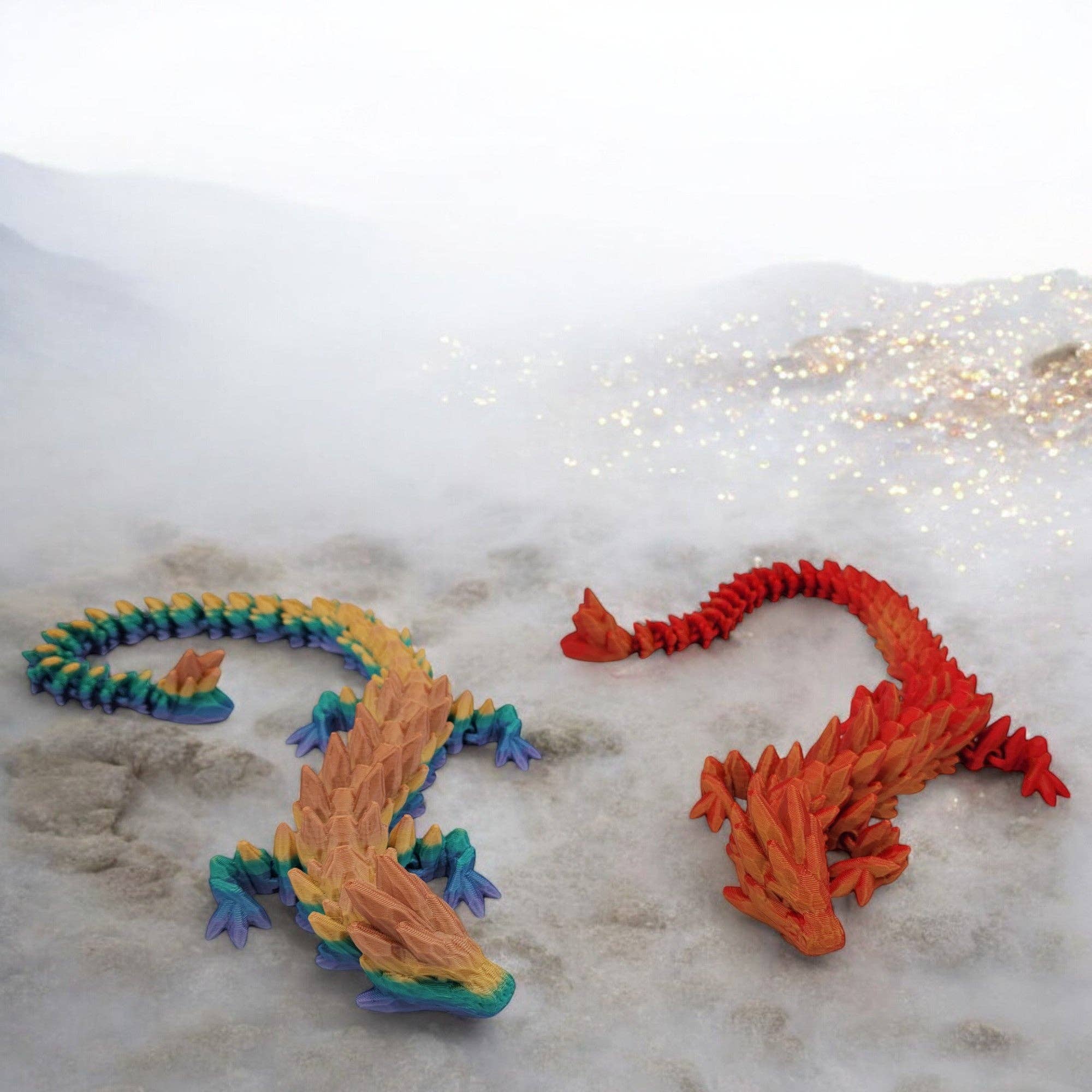 3D Printed Articulated Gemstone Dragon Toy – 16"