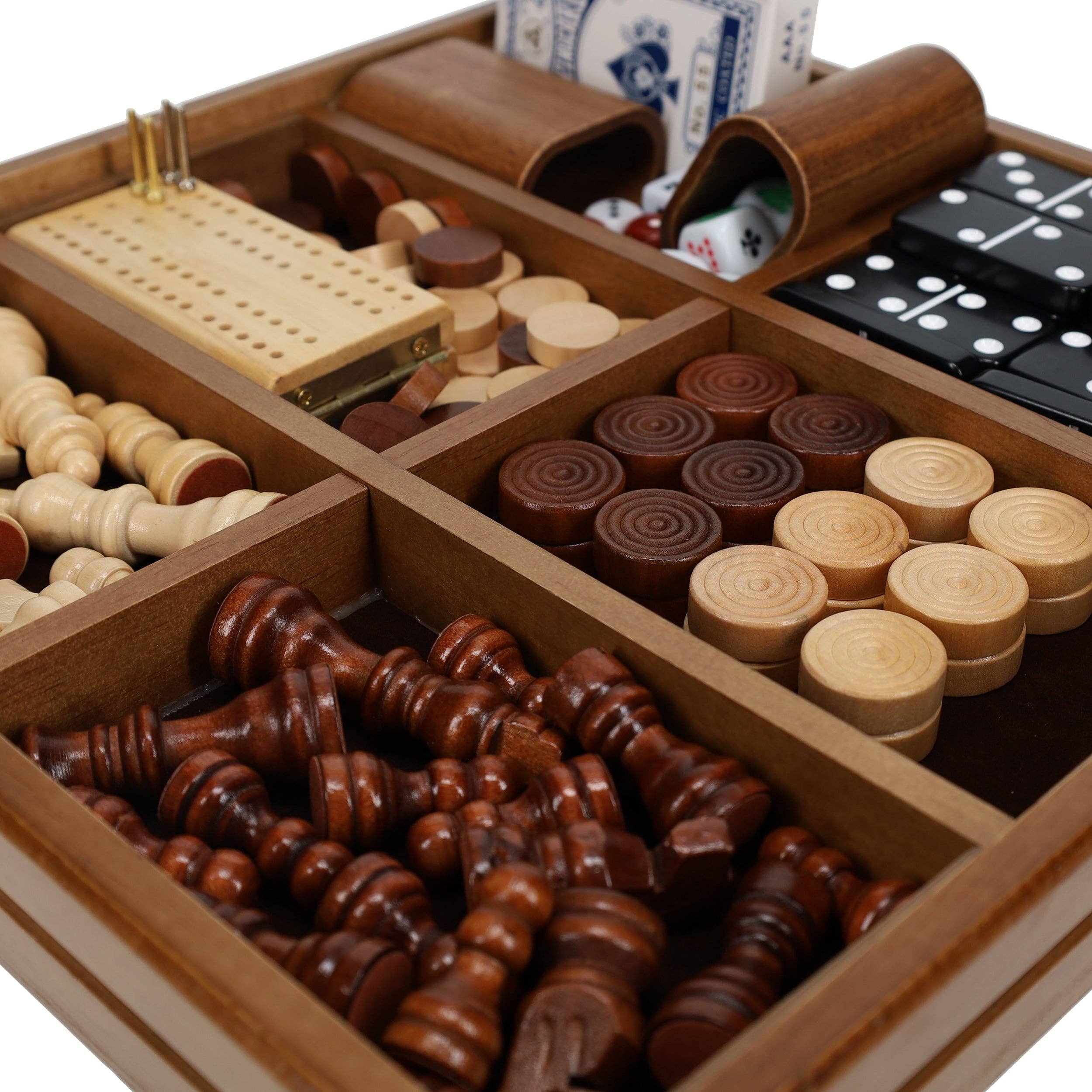 Walnut 7-Games-in-1 Combination Game Set