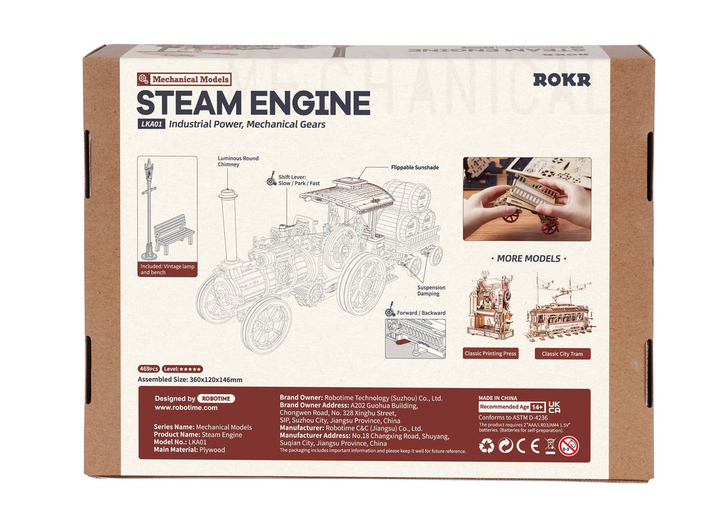 Steam Engine Mechanical Robotime Rokr DIY 3D puzzles