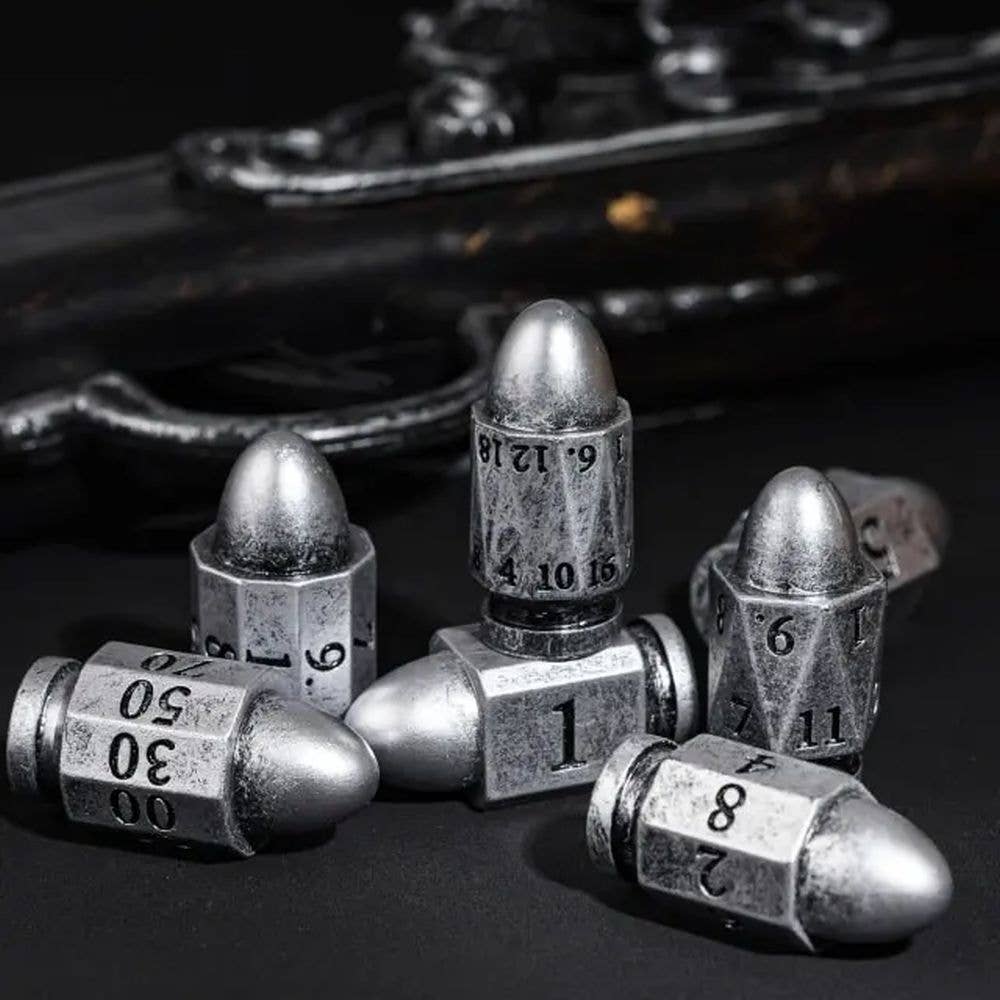 Moonshot Silver Bullet Resin Dice Set