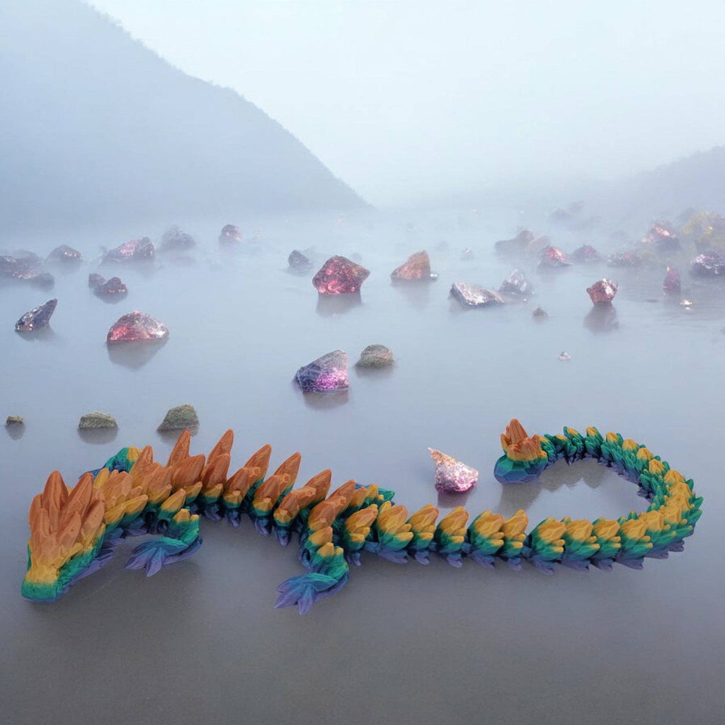3D Printed Articulated Gemstone Dragon Toy – 16"