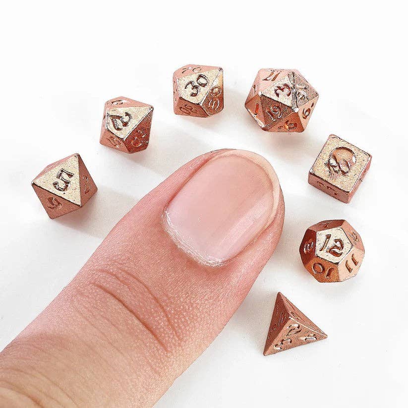 HY00406 Unseelie Tiny Dice Set in Potion Bottle - Rose Gold