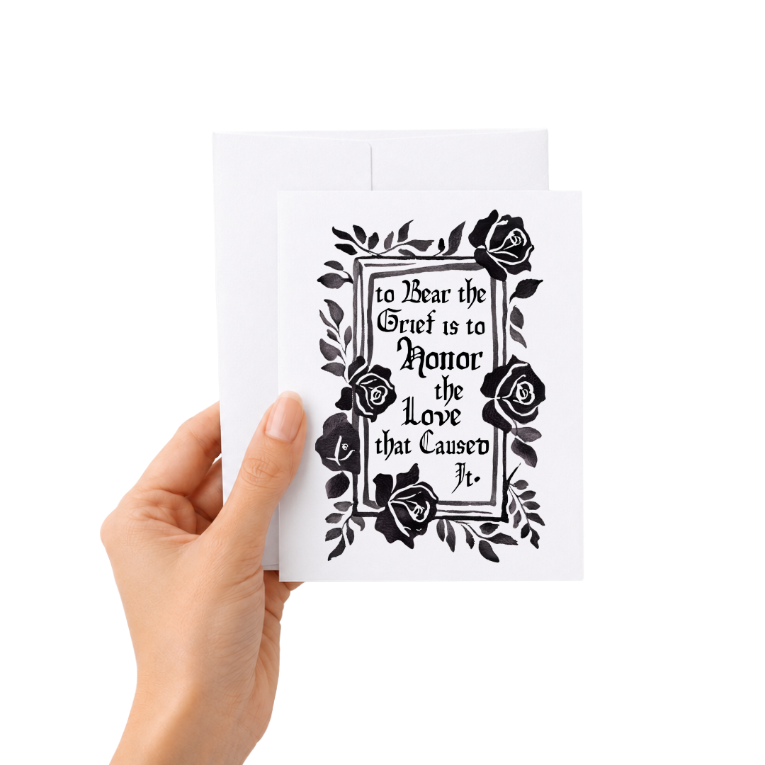 Black Rose Sympathy Card with Raven Inside