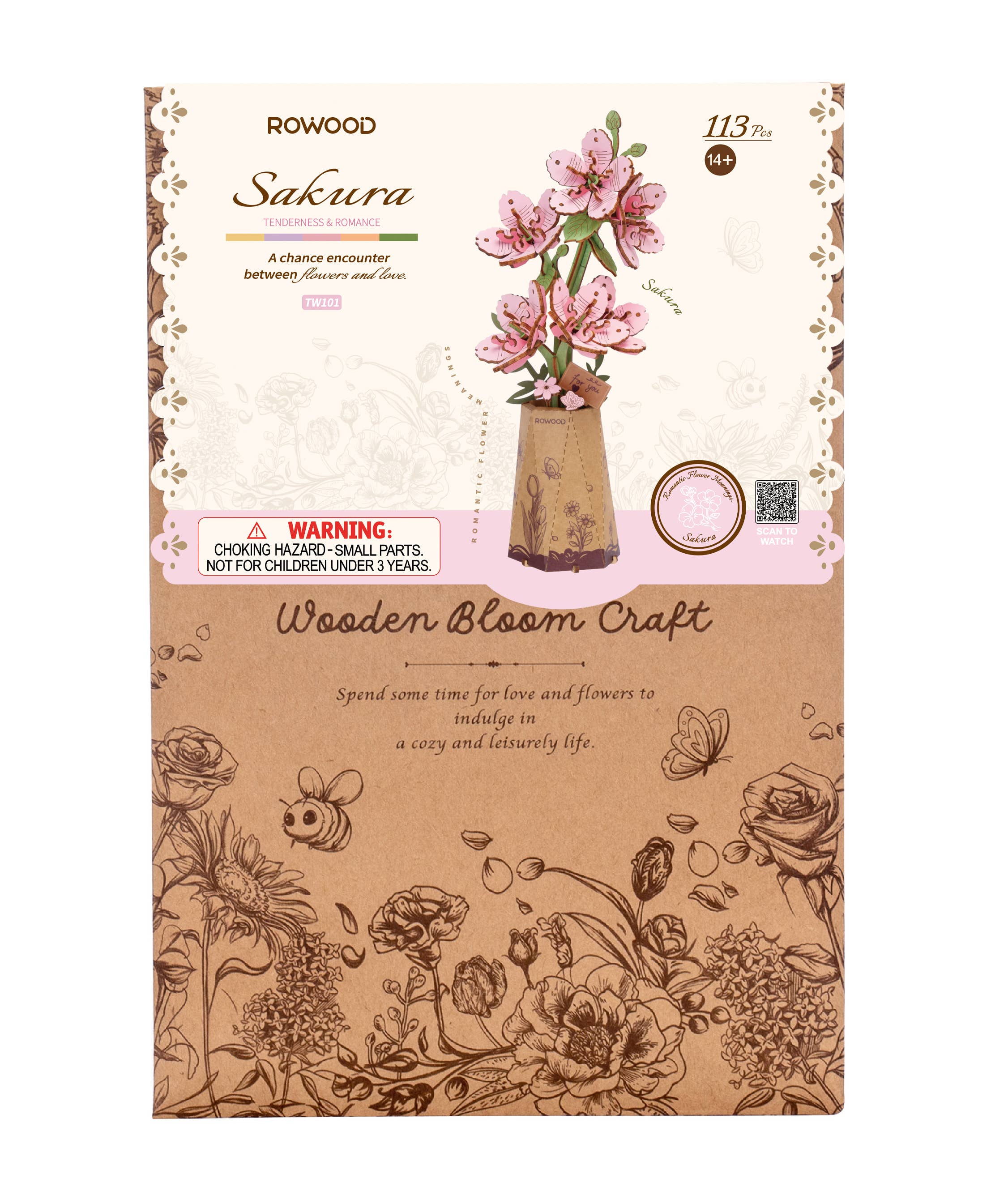 Sakura Rowood DIY Wooden Flower 3D Puzzles