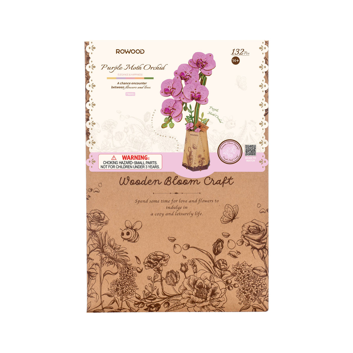 Purple Moth Orchid Rowood DIY Wooden Flower 3D