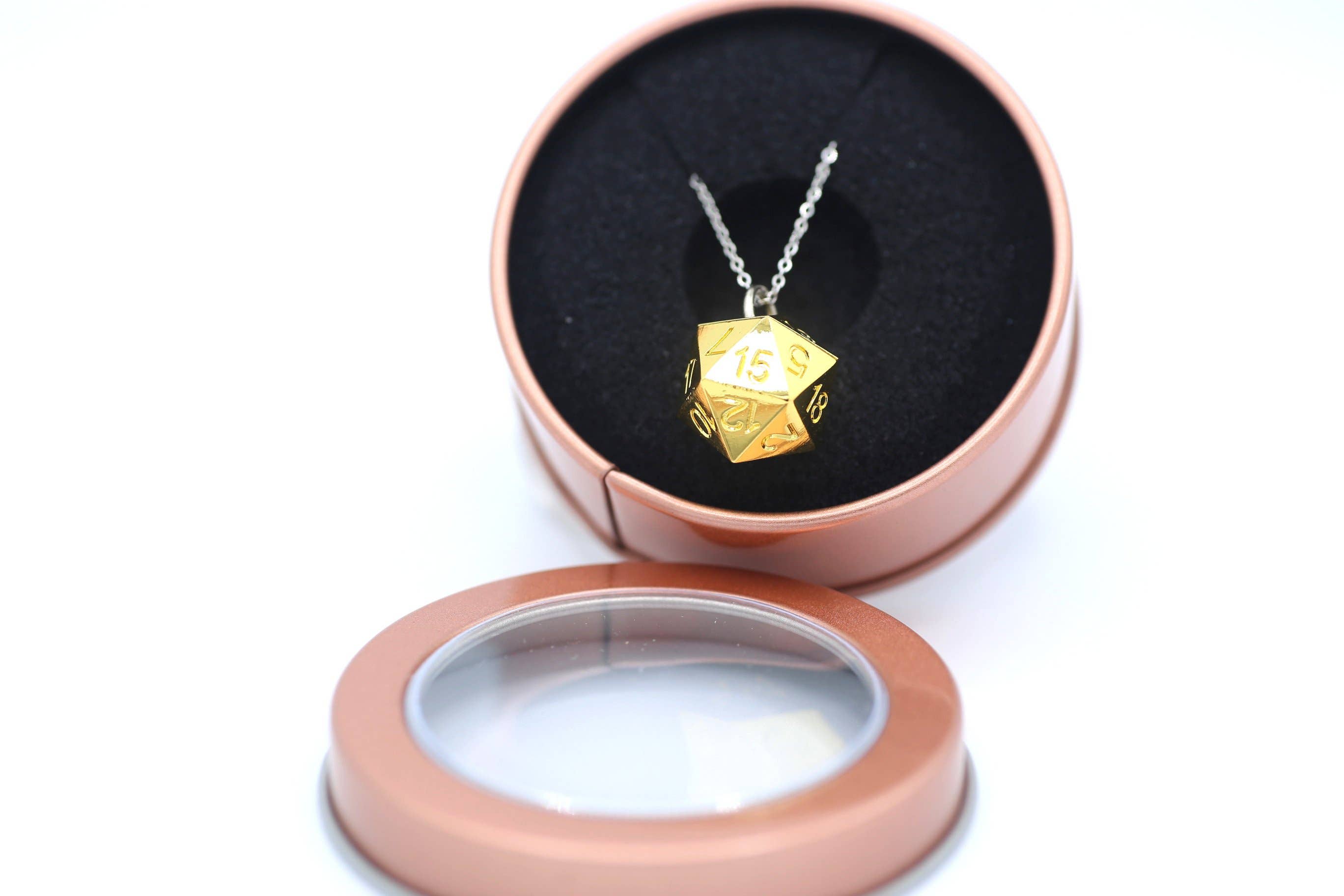 Solid Metal D20 Necklace - Gold