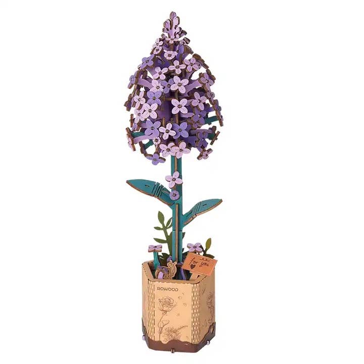 Lilac Robotime Rowood DIY Wooden Flower 3D Puzzles