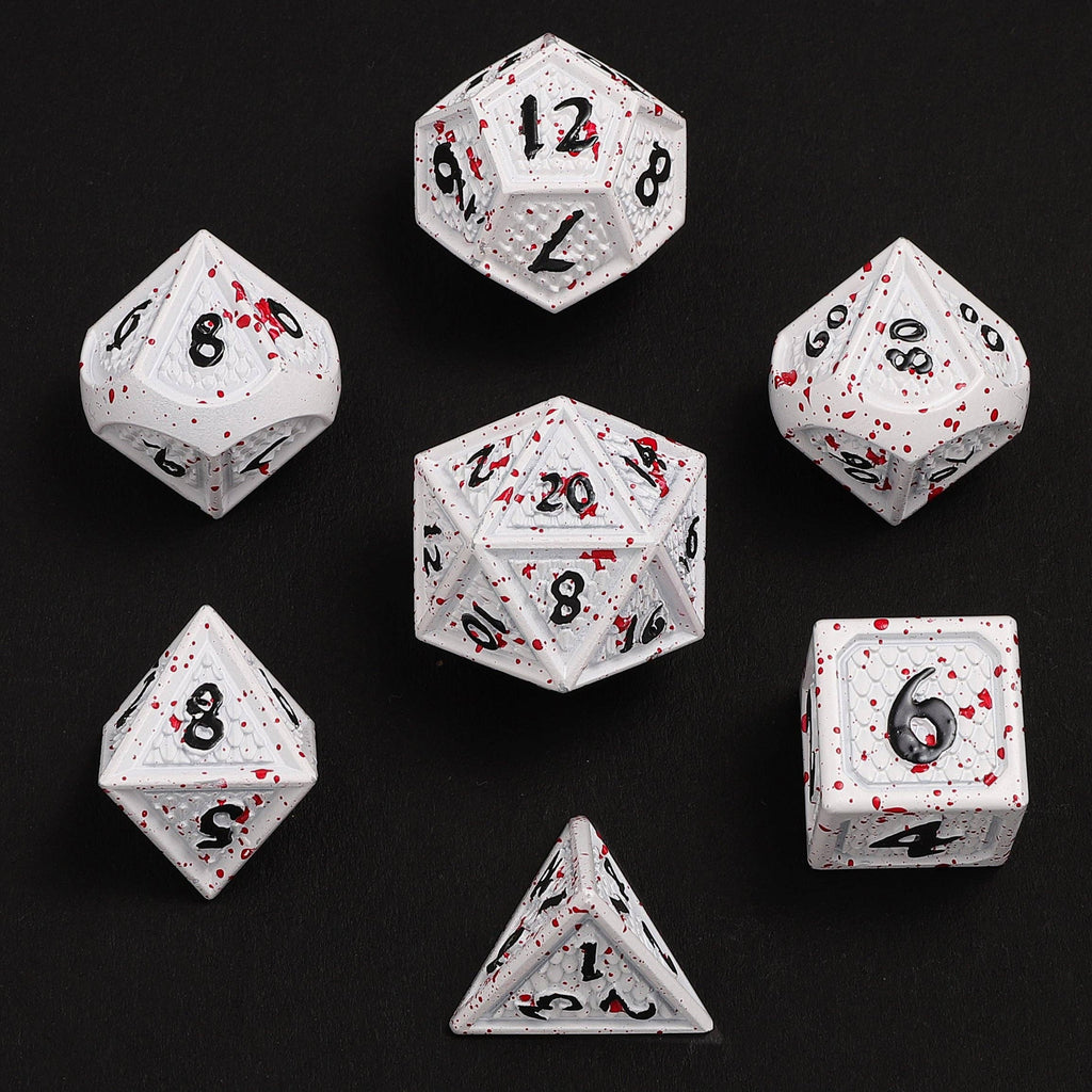 Solid Metal Behemoth Dice set - Blood Splatter