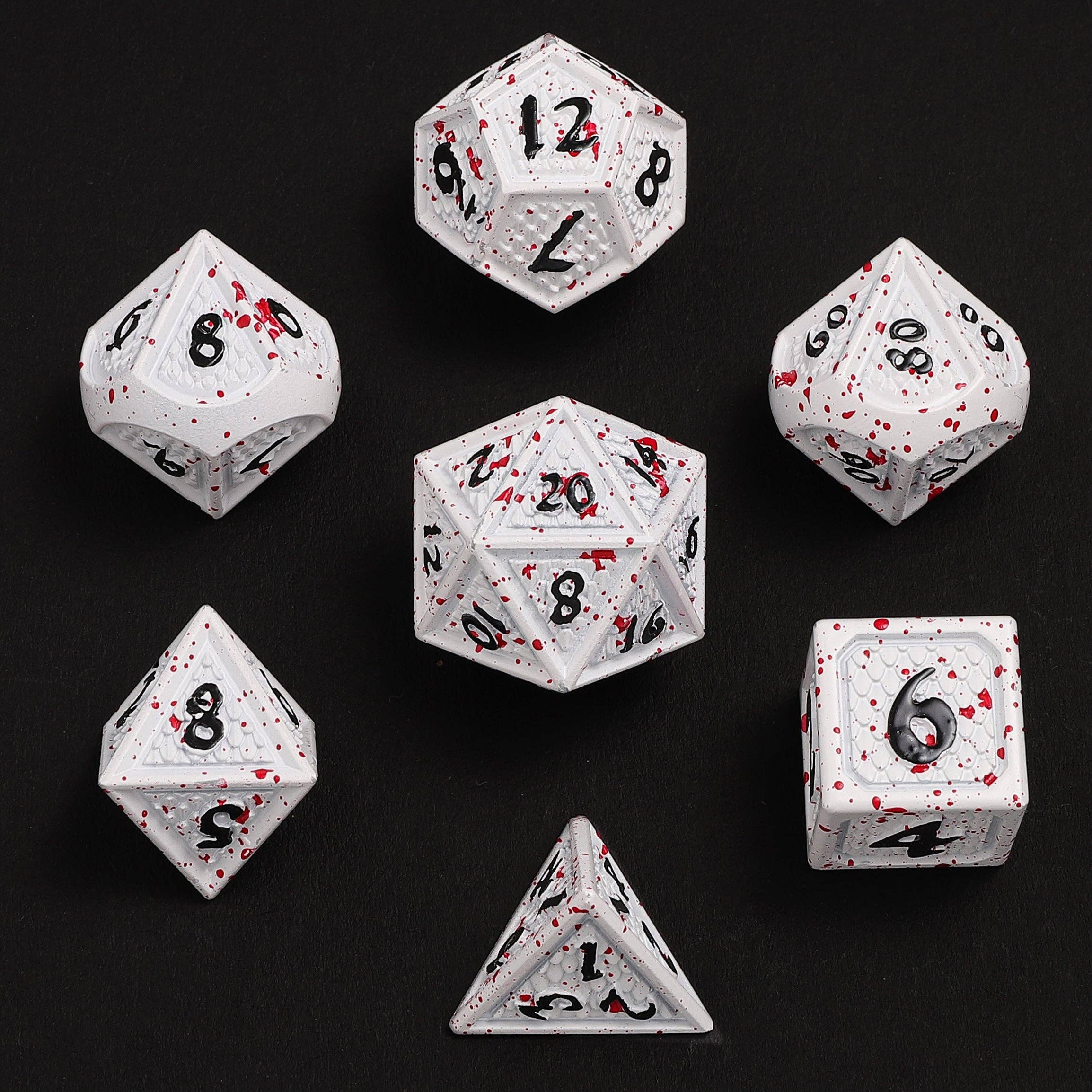 Solid Metal Behemoth Dice set - Blood Splatter