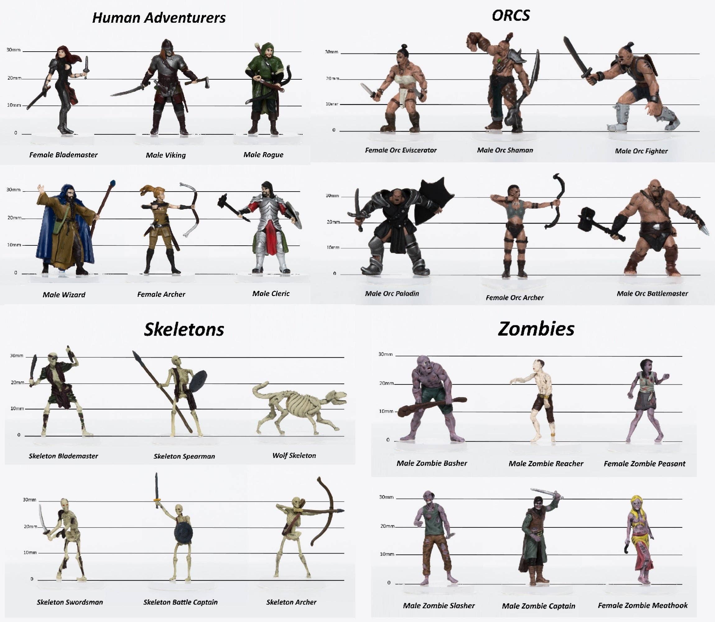 Assorted Pack of 10 Characters & Creatures - 28mm Plastic Minis