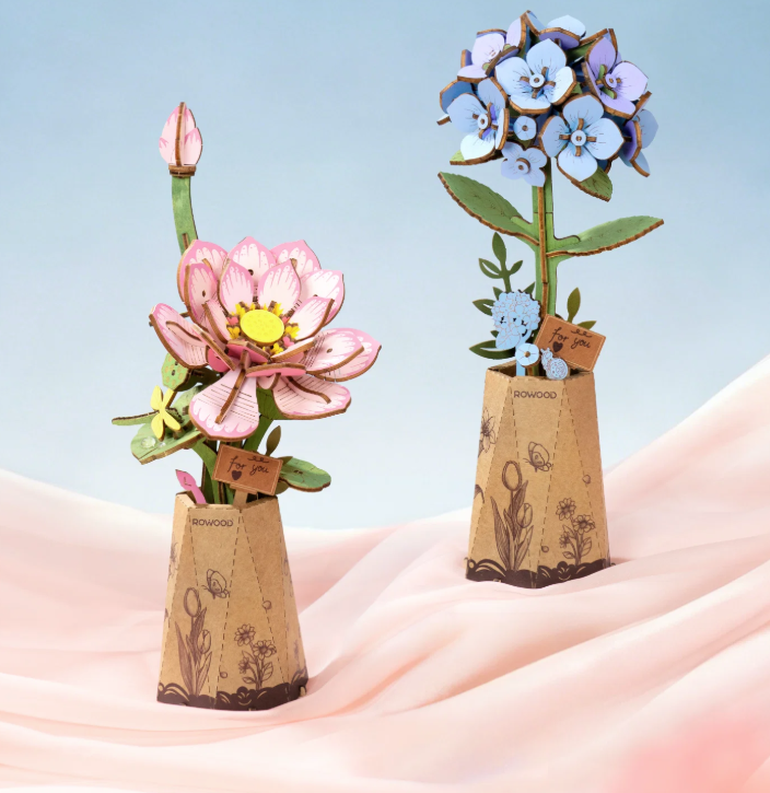 Rowood Lotus DIY Wooden Wooden Flower 3D Puzzle