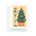 Yellow Mid Century Retro Futuristic Robot Christmas Card 