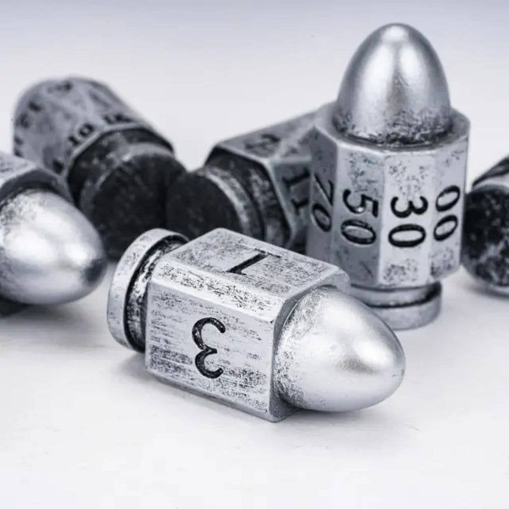 Moonshot Silver Bullet Resin Dice Set