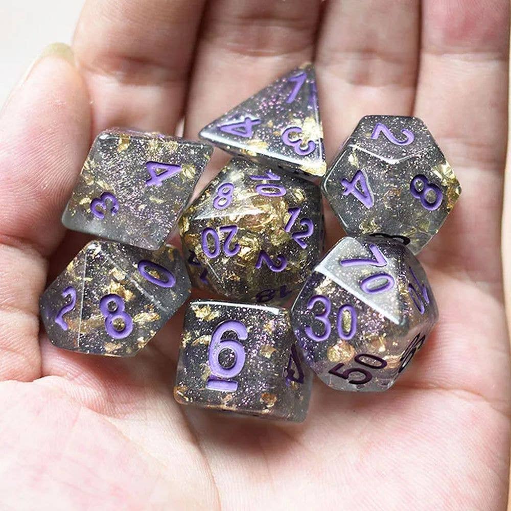 Celestial Gold Foil Resin Dice Set