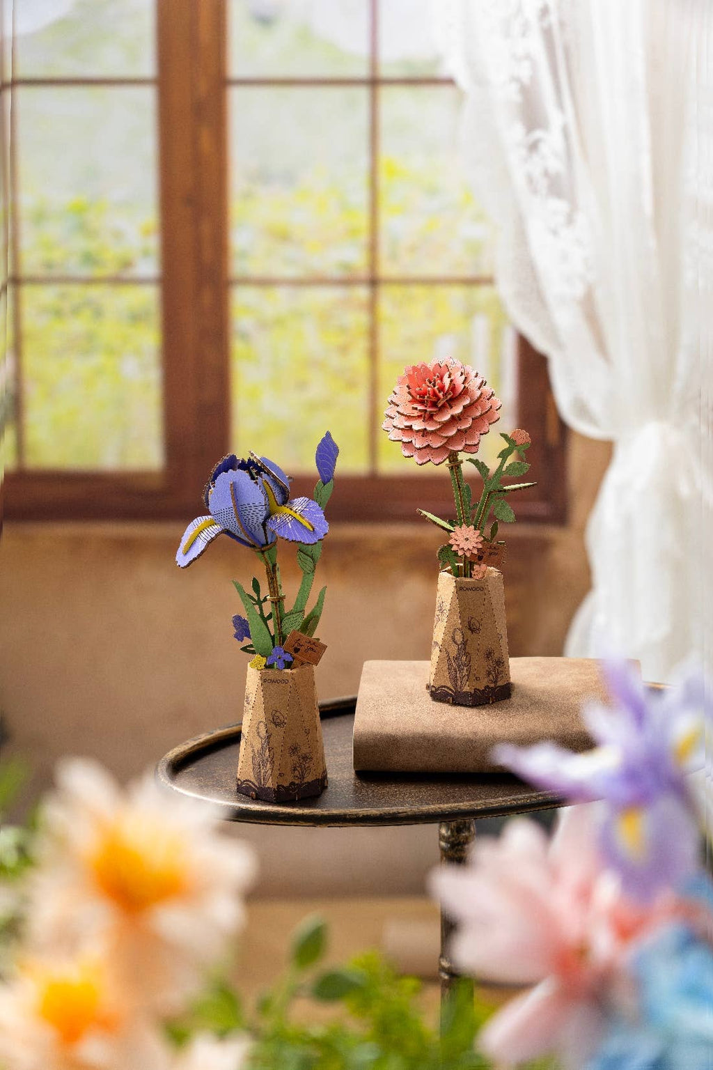 Rowood Purple Iris DIY Wooden Flower 3D Puzzle