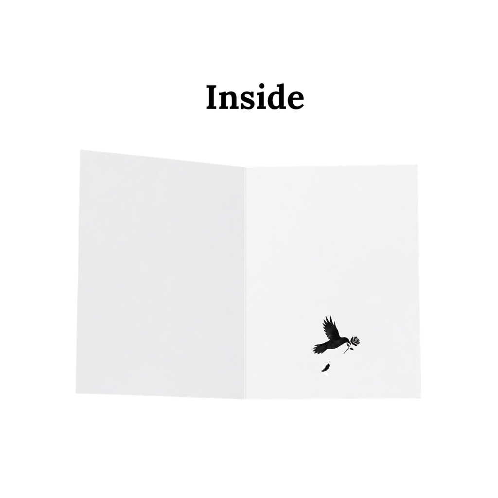 Black Rose Sympathy Card with Raven Inside