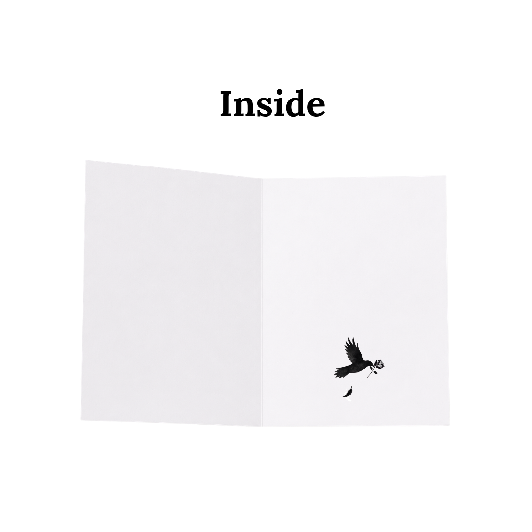Black Rose Sympathy Card with Raven Inside