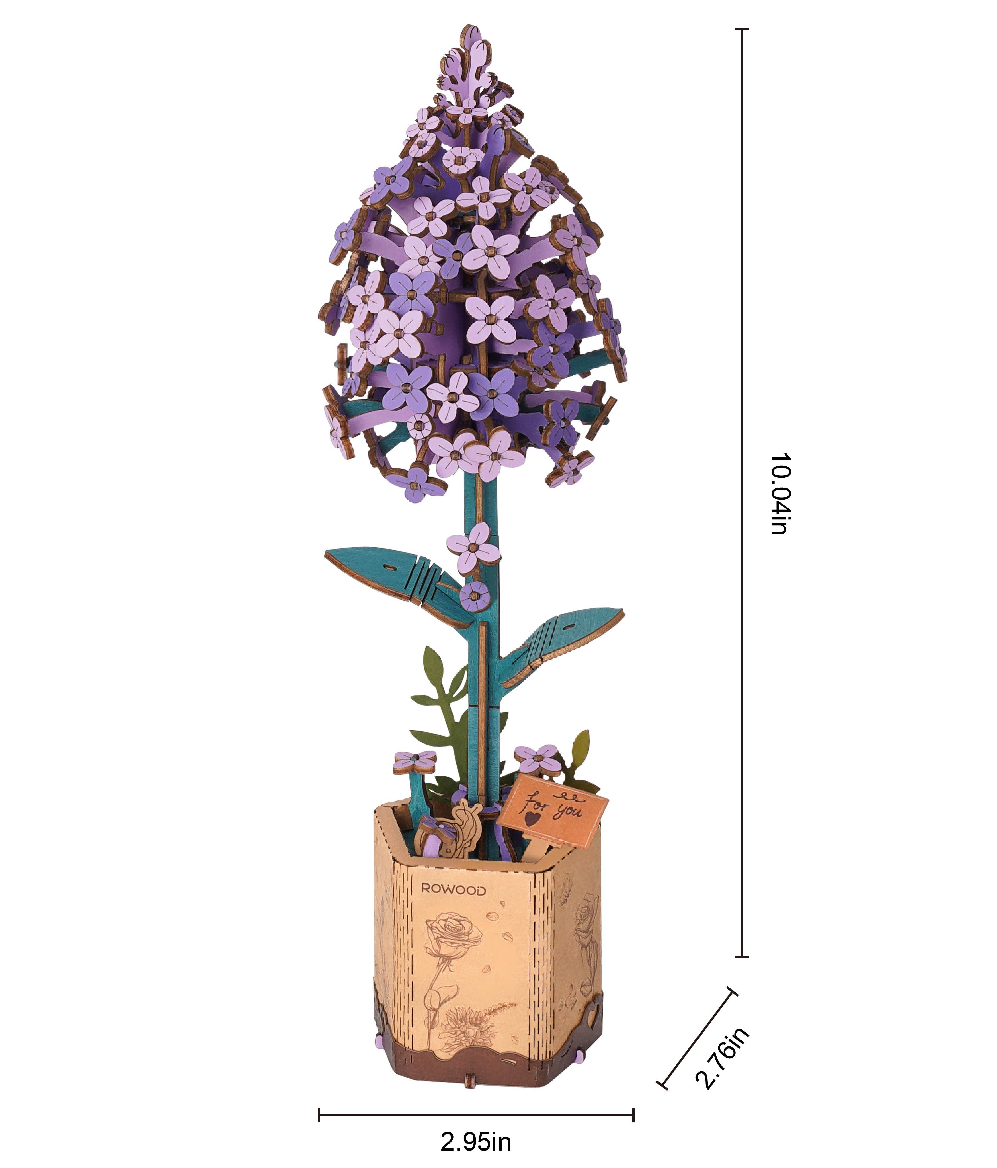 Lilac Robotime Rowood DIY Wooden Flower 3D Puzzles