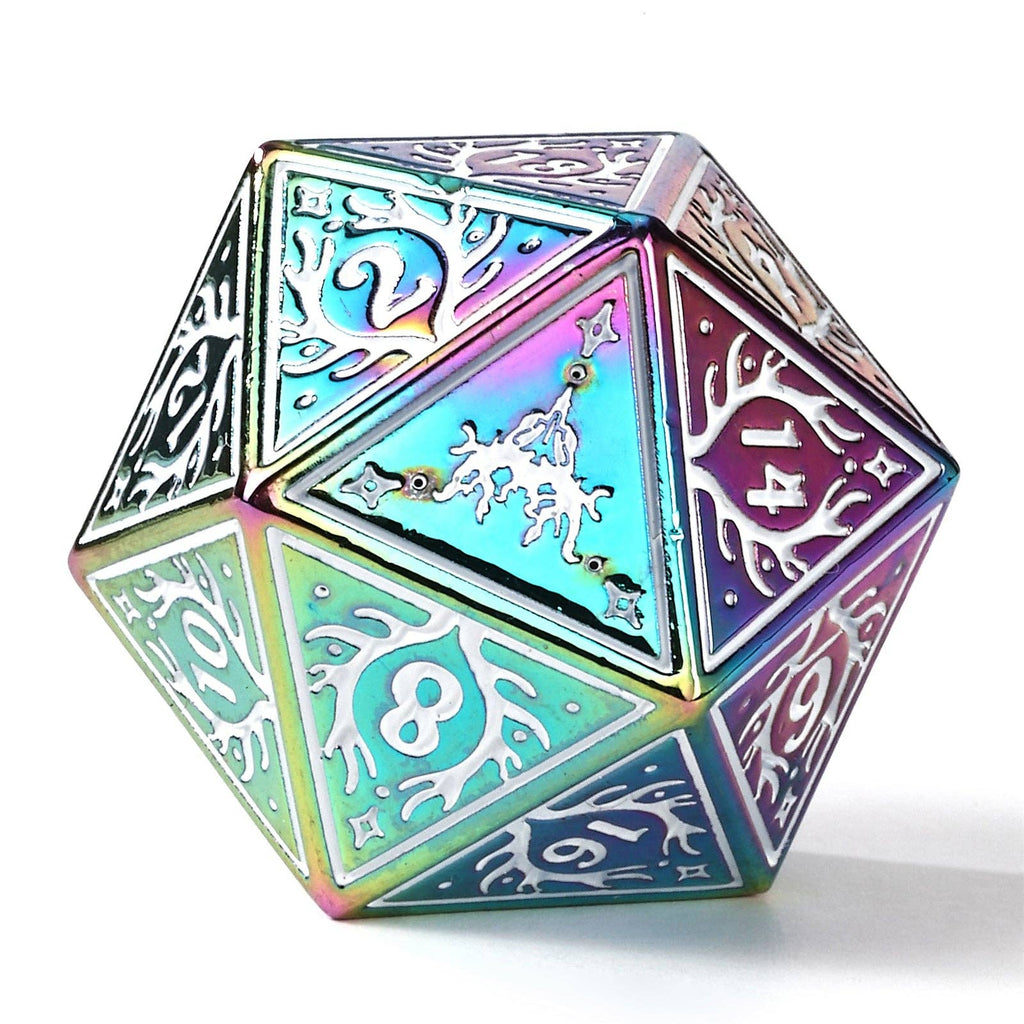 Solid Metal Druid RPG Dice Set - Rainbow w/White