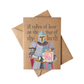 Funny Medieval Knight Birthday Card on Brown Kraft Paper
