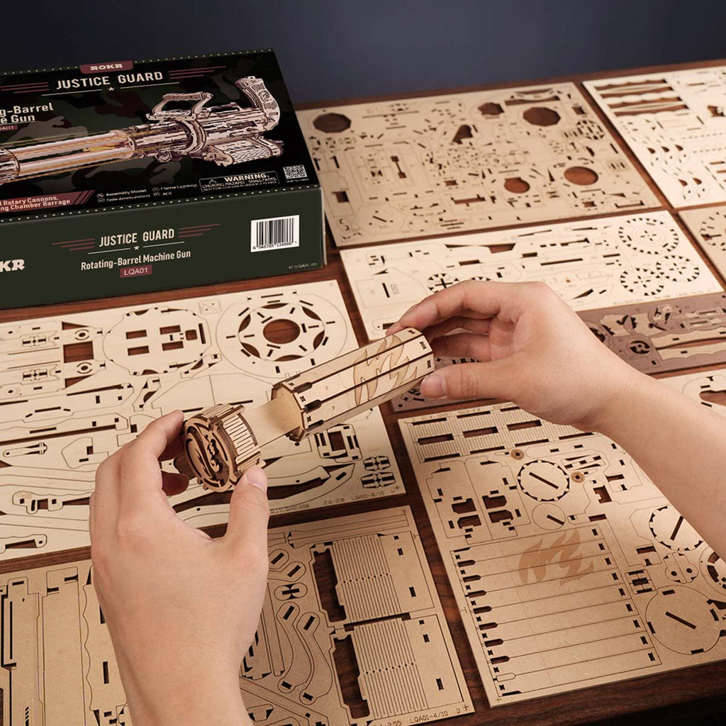 Rotating-Barrel Machine Toy Gun 3D Wooden Puzzle