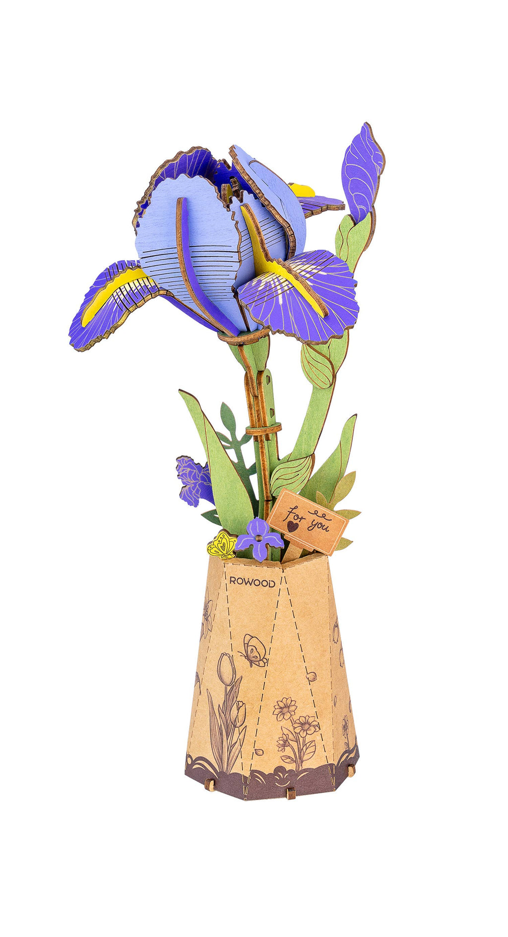 Rowood Purple Iris DIY Wooden Flower 3D Puzzle