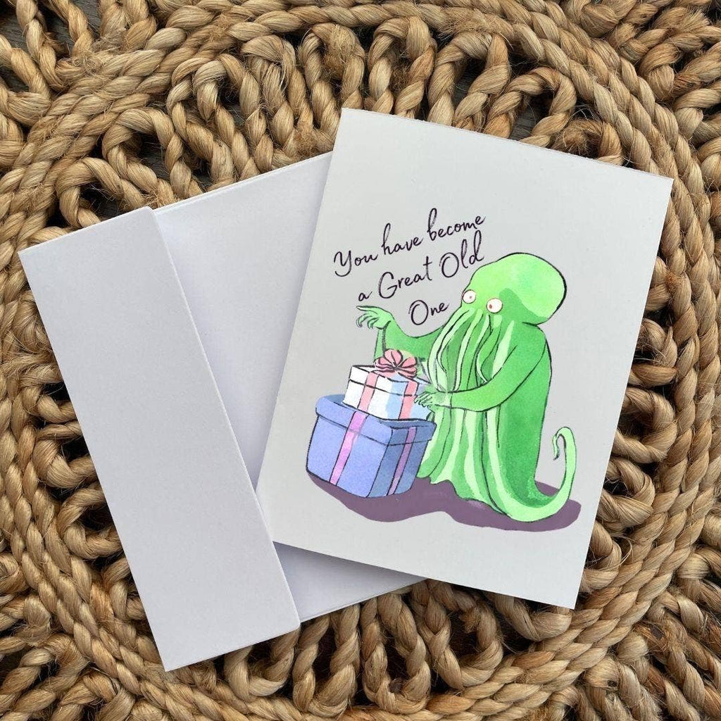 Cthulhu Great Old One Literary Nerd Bookshop Birthday Card