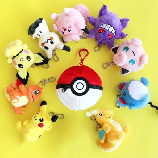 Pokemon Poké Ball Plush Pouch + Random Keychain SET