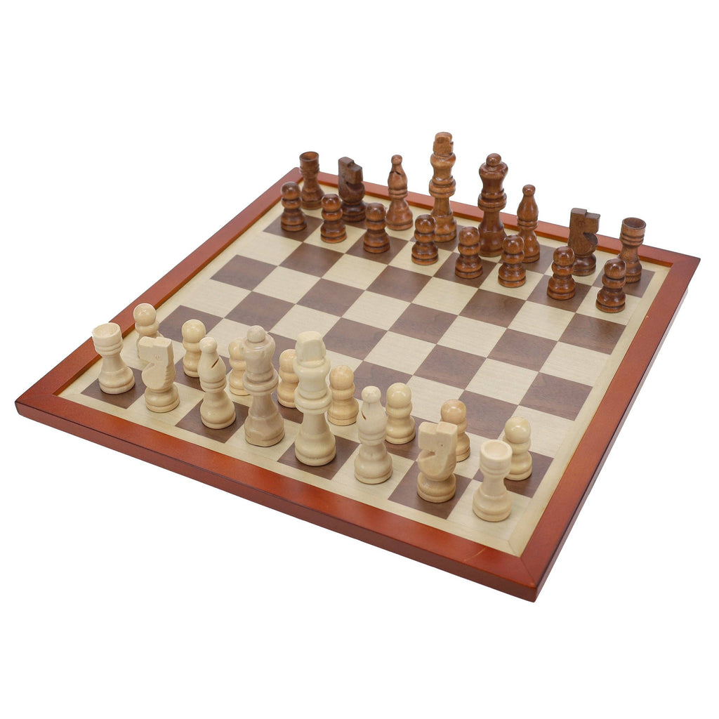 7-in-1 Combination Wood Game Set with walnut board and multiple game pieces