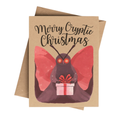 Merry Cryptic Christmas Mothman Holiday Card on Kraft Paper