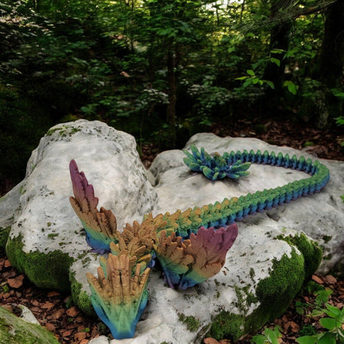 3D Printed Articulated Flying Serpent Toy – 17" Dragon