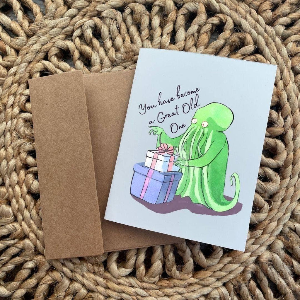 Cthulhu Great Old One Literary Nerd Bookshop Birthday Card