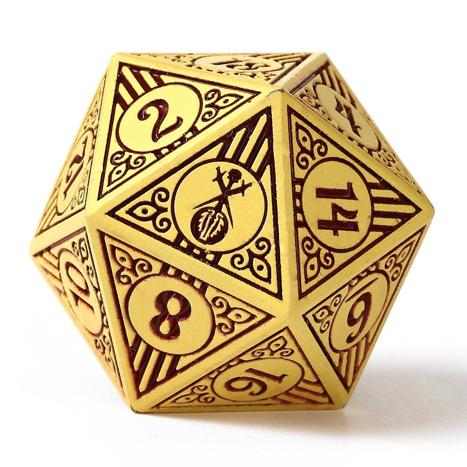 Solid Metal Bard RPG Dice Set - Dark Cream w/Brown