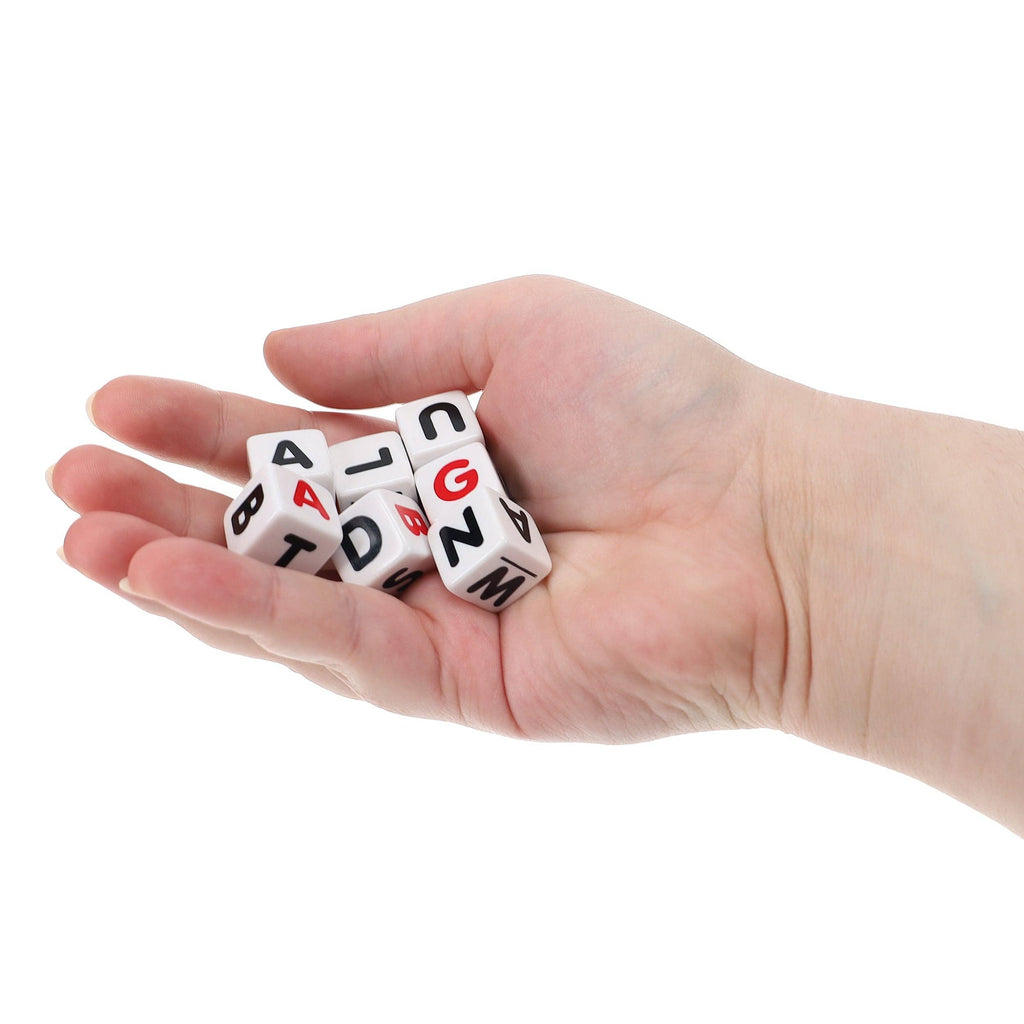 Campbell's Alphabet Dice Word Game with soup can packaging and dice