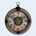 Vintage World Map Industrial Gear Wall Clock