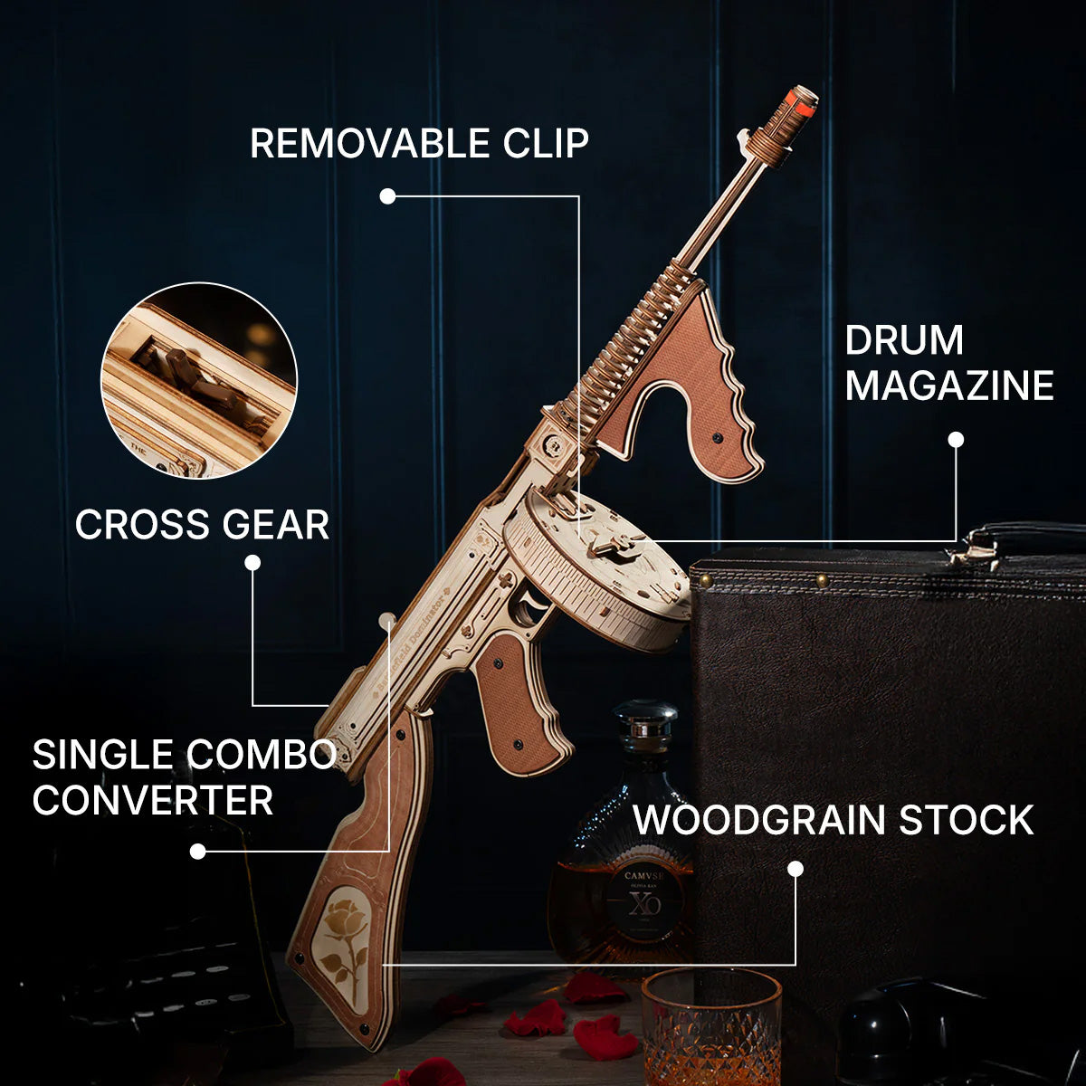 Thompson Submachine Toy Gun 3D Wooden Puzzle
