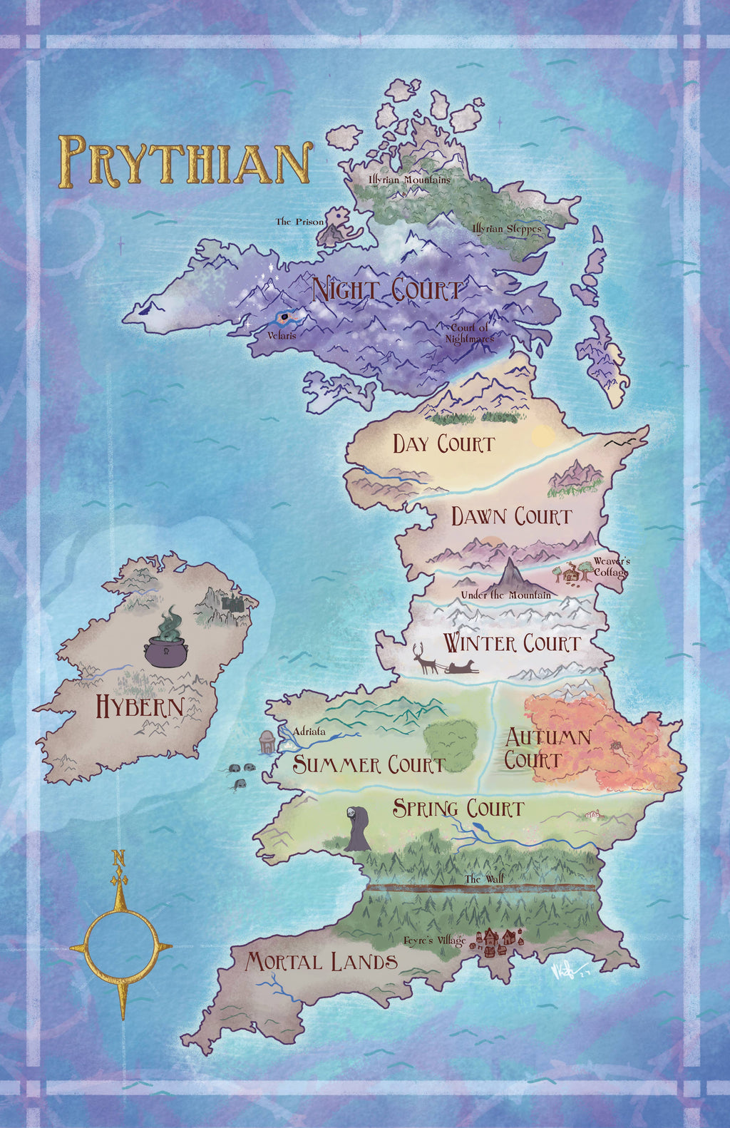 Prythian Map // Fantasy Landscapes // ACOTAR // Book Art