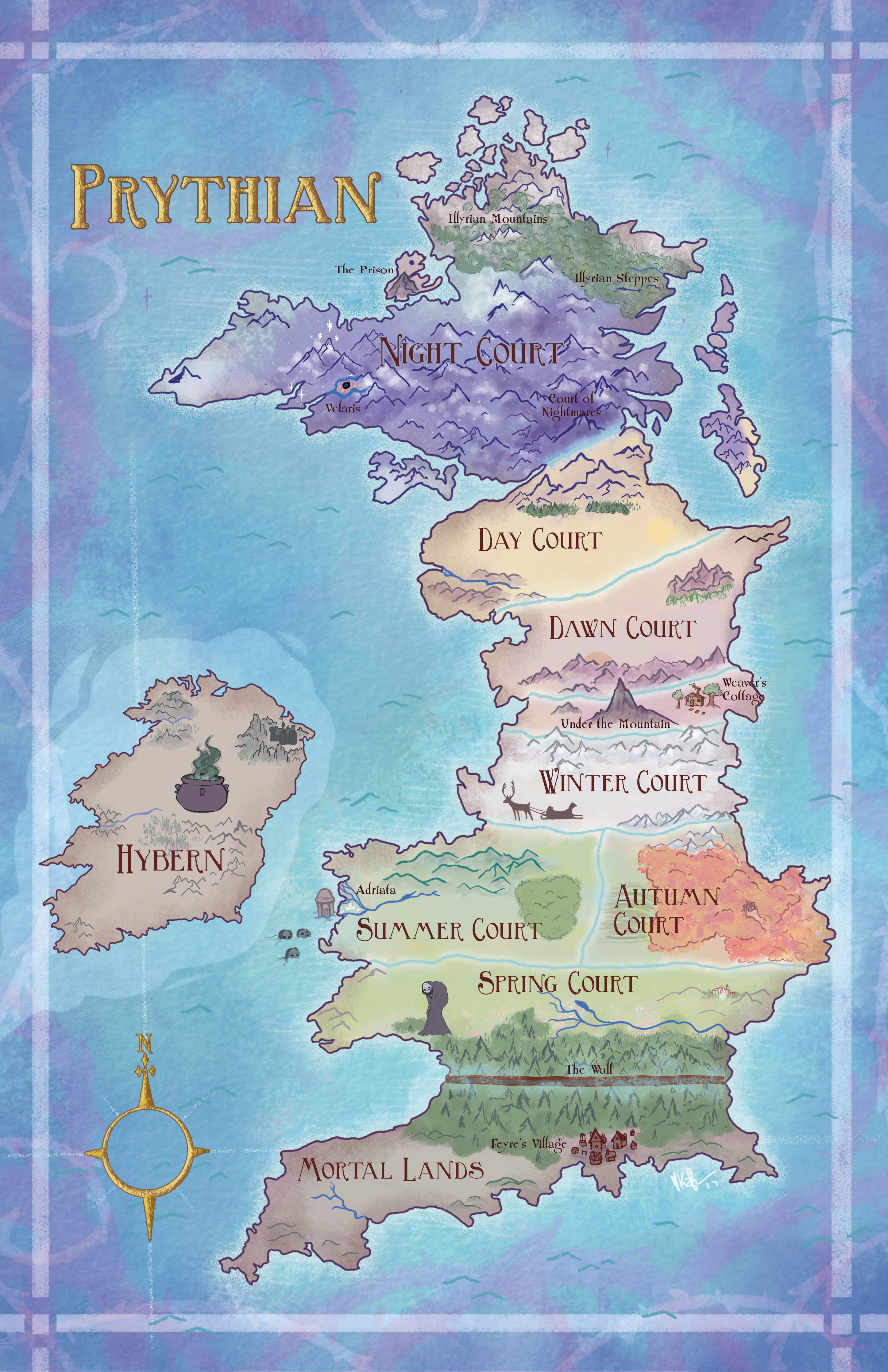 Prythian Map // Fantasy Landscapes // ACOTAR // Book Art