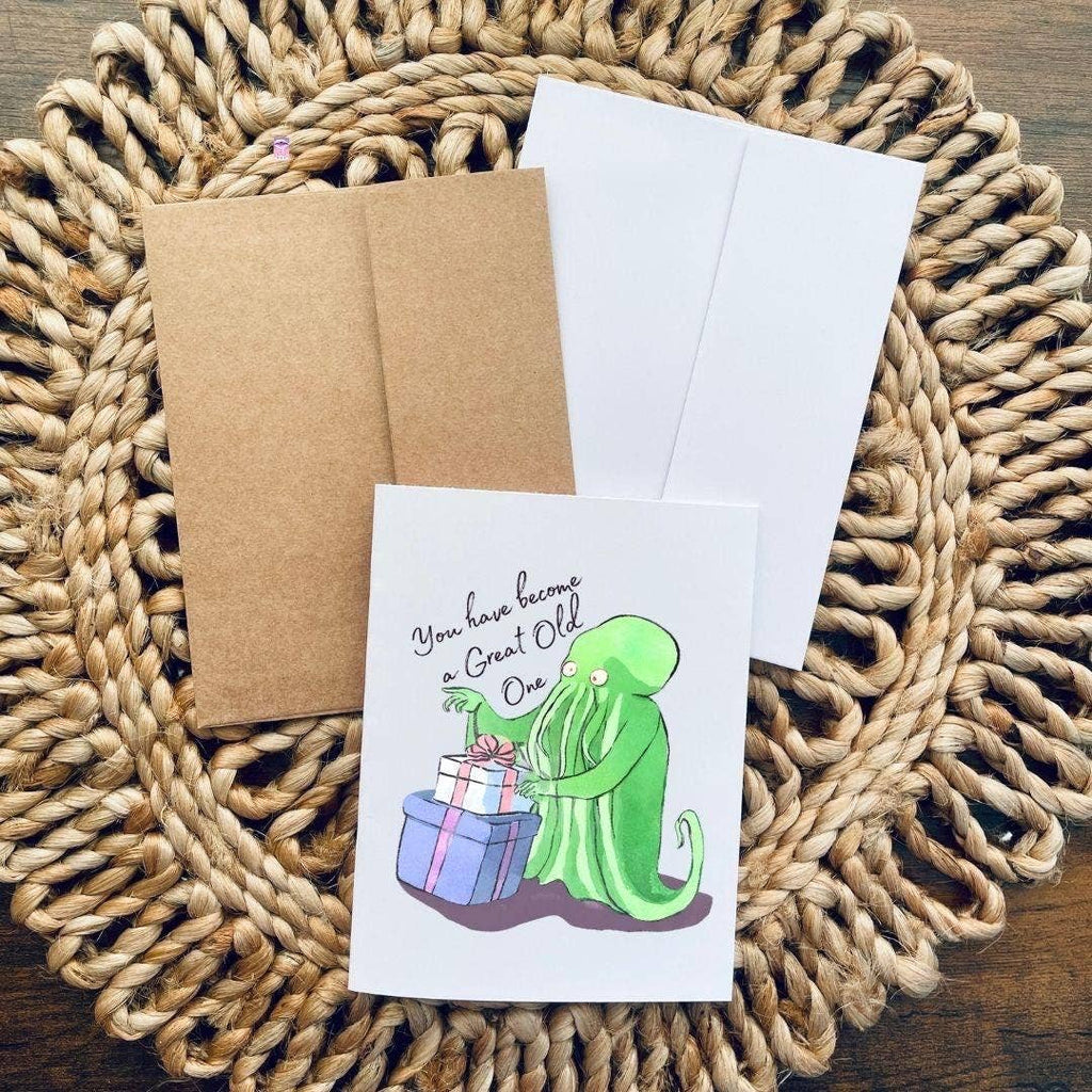 Cthulhu Great Old One Literary Nerd Bookshop Birthday Card