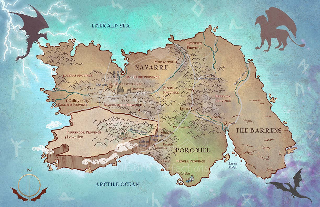 Empyrean Series Map // Navarre // Fourth Wing Fan Art // Lit