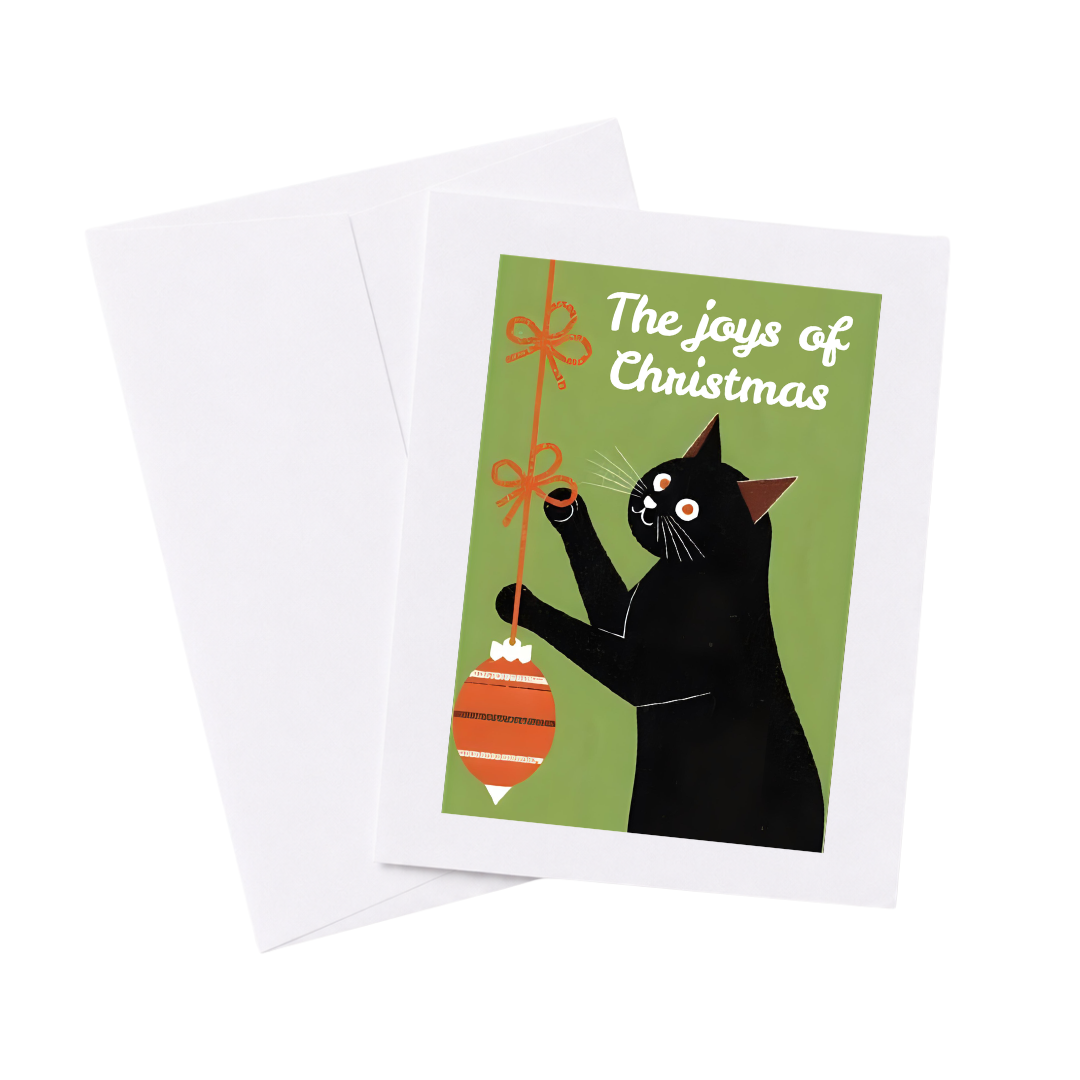 Sarcastic Black Cat Joys of Christmas Holiday Card 