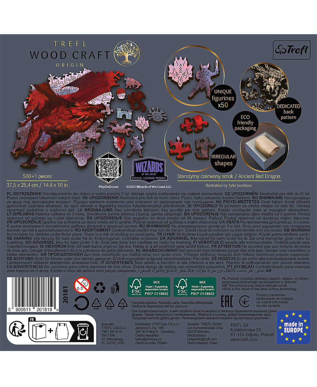Trefl Wood 501 Piece Puzzle - Ancient Red Dragon