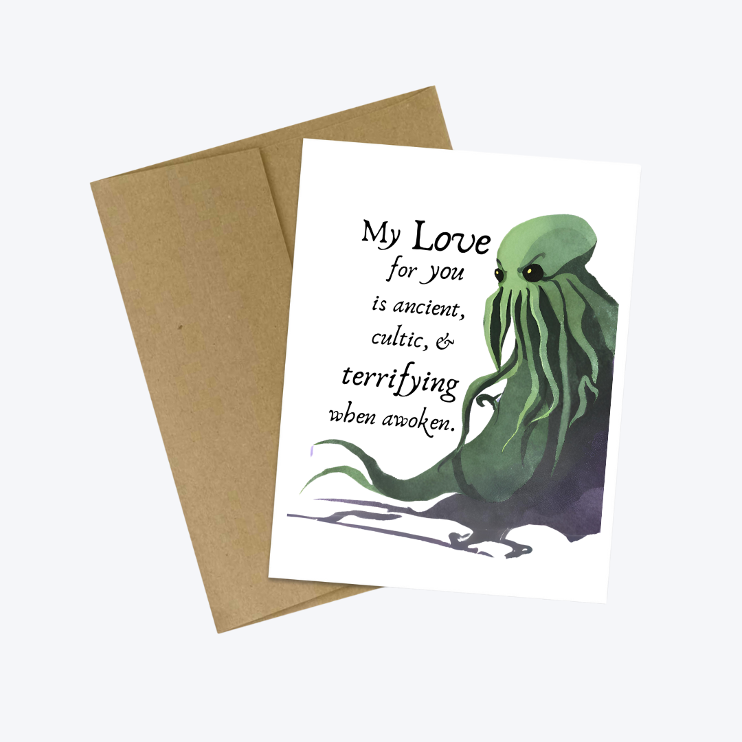 Cthulhu Bookshop Literary Nerd Horror Love Card