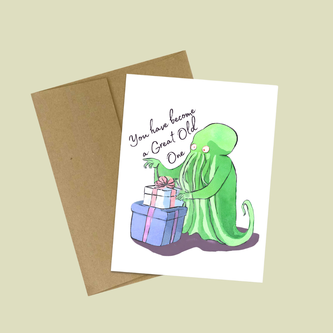 Cthulhu Great Old One Literary Nerd Bookshop Birthday Card