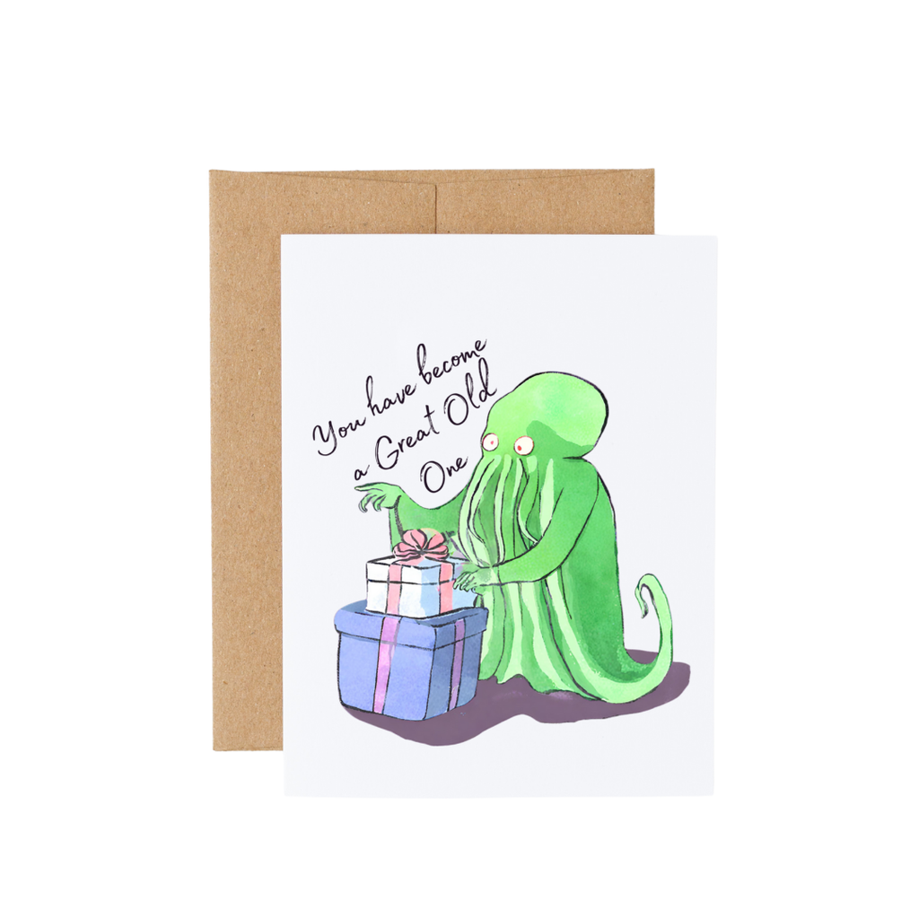 Cthulhu Great Old One Literary Nerd Bookshop Birthday Card