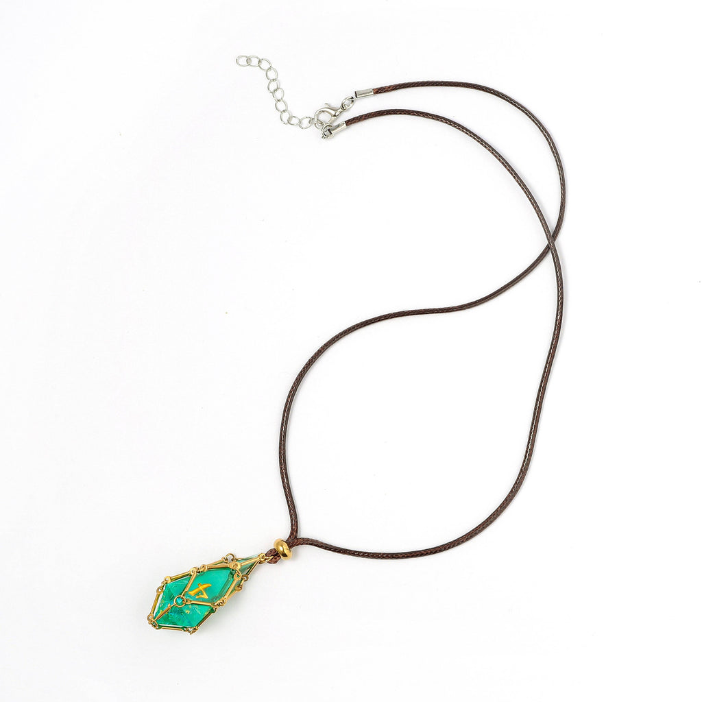 Mysticage Dice Chain Necklace with D4 - Brown Leather Chain