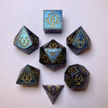 Metal Druid RPG Dice Set - Glitter Blue w/Gold